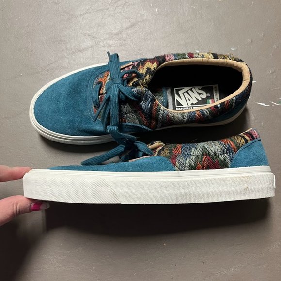Vans Size 7.5 Dark Teal Geometric Print - Picture 1 of 7